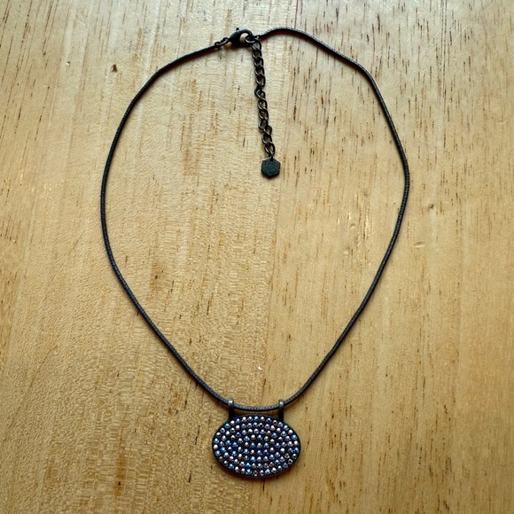 Touchstone Crystal Swarovski Around Town Gold Antiqued Pavé Necklace - Picture 2 of 4